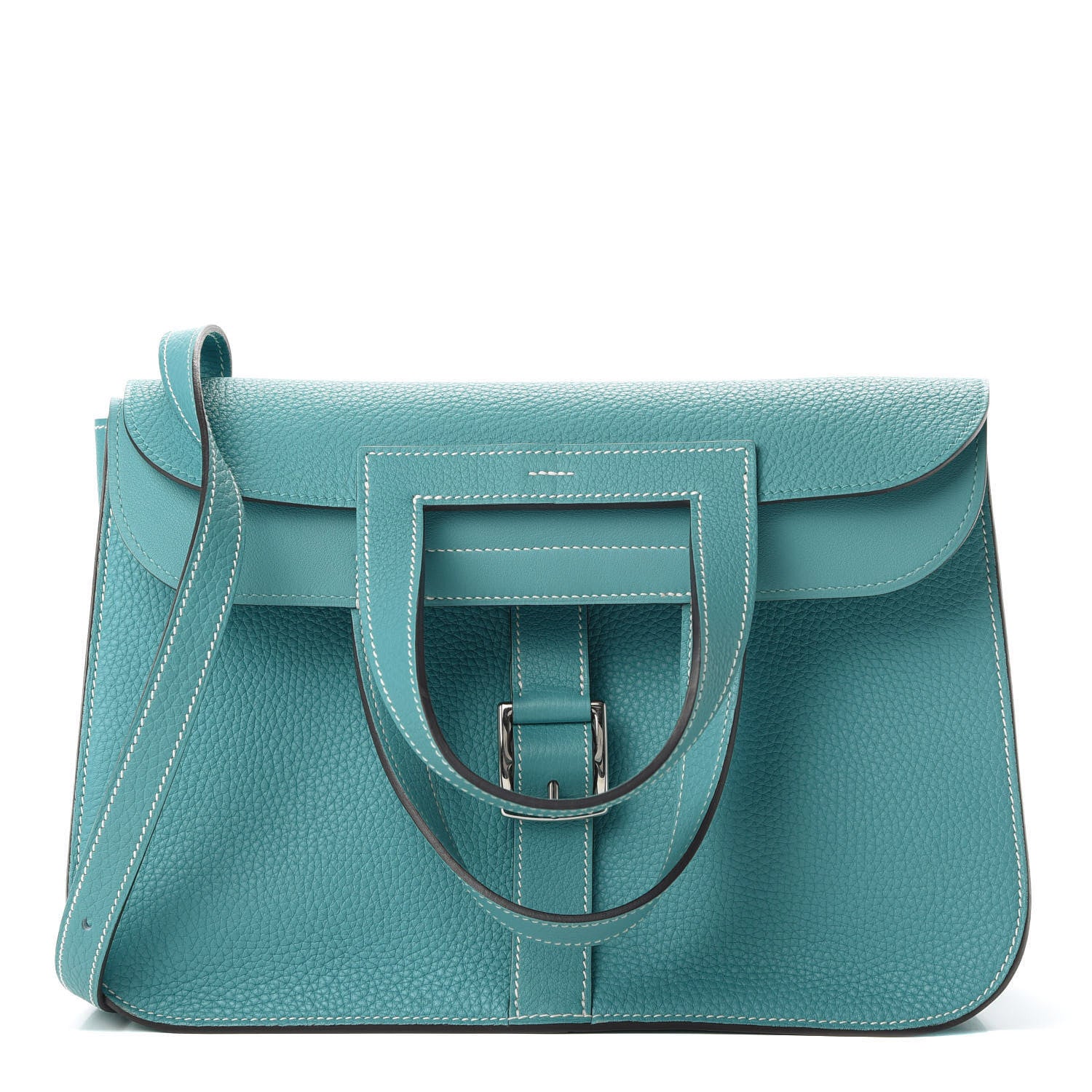 Hermes Taurillon Clemence Halzan 31 GM Bleu Jean 1 of 14