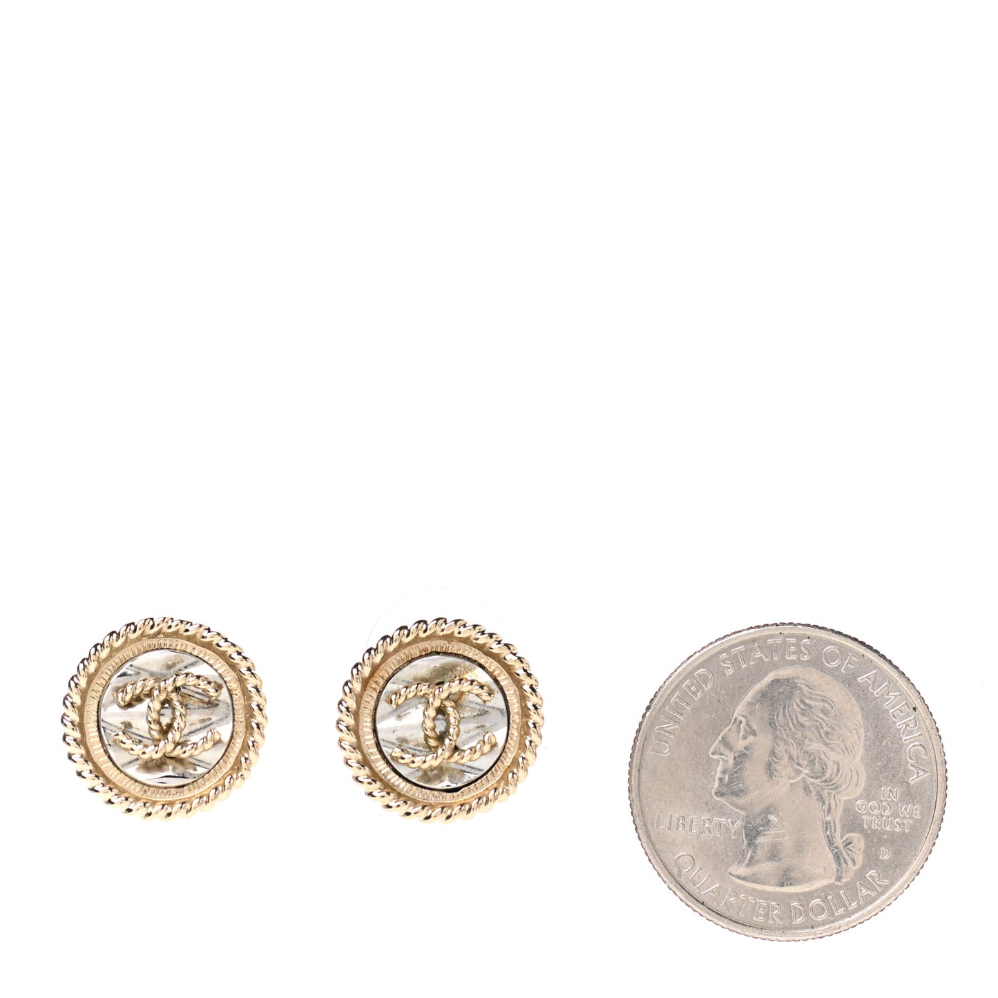 Twisted CC Round Earrings Gold Silver