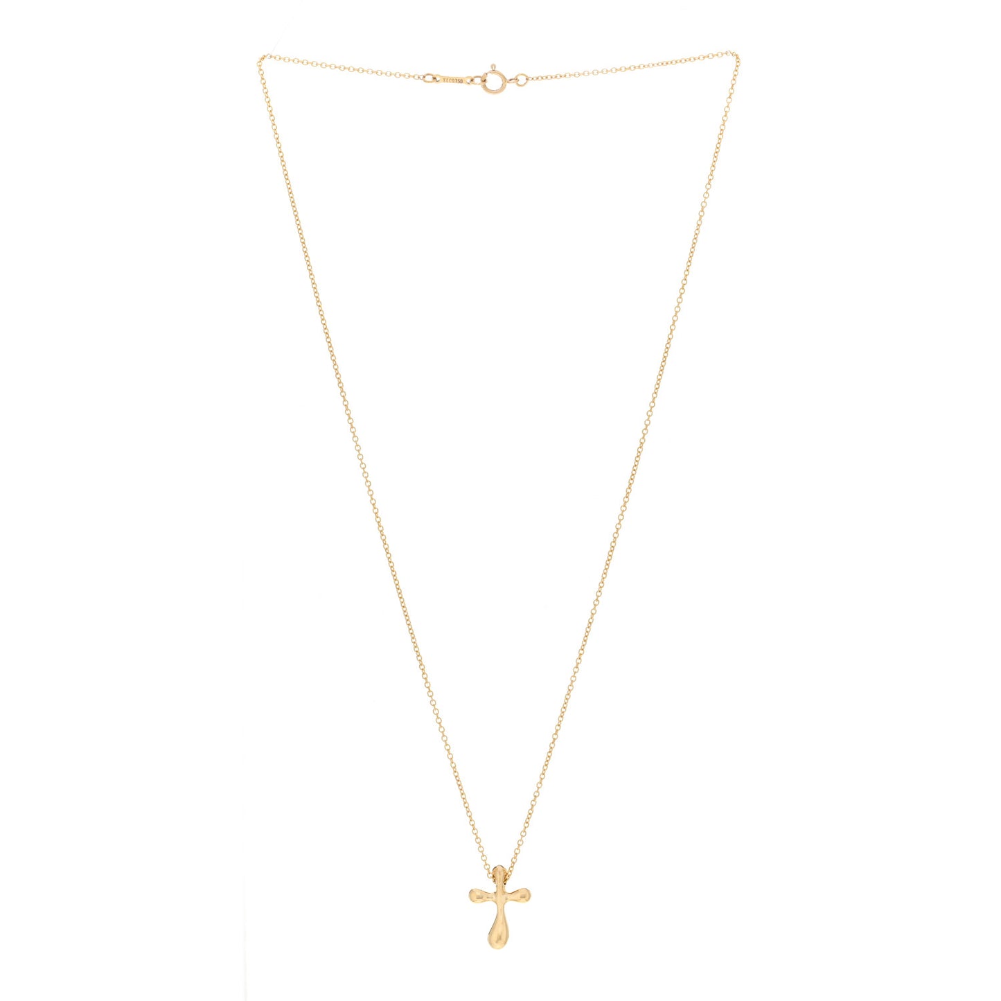 18K Yellow Gold 12mm Elsa Peretti Cross Pendant Necklace