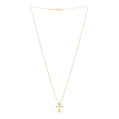 Tiffany 18K Yellow Gold 12mm Elsa Peretti Cross Pendant Necklace 3 of 4