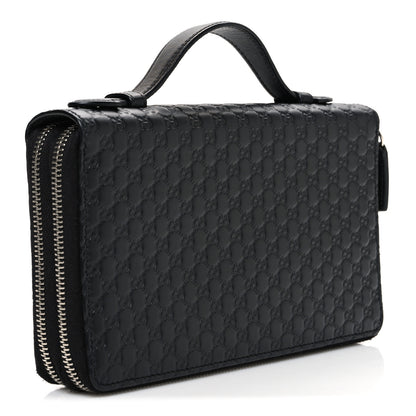 Gucci Microguccissima Zip Around Top Handle Travel Wallet Black 3 of 9