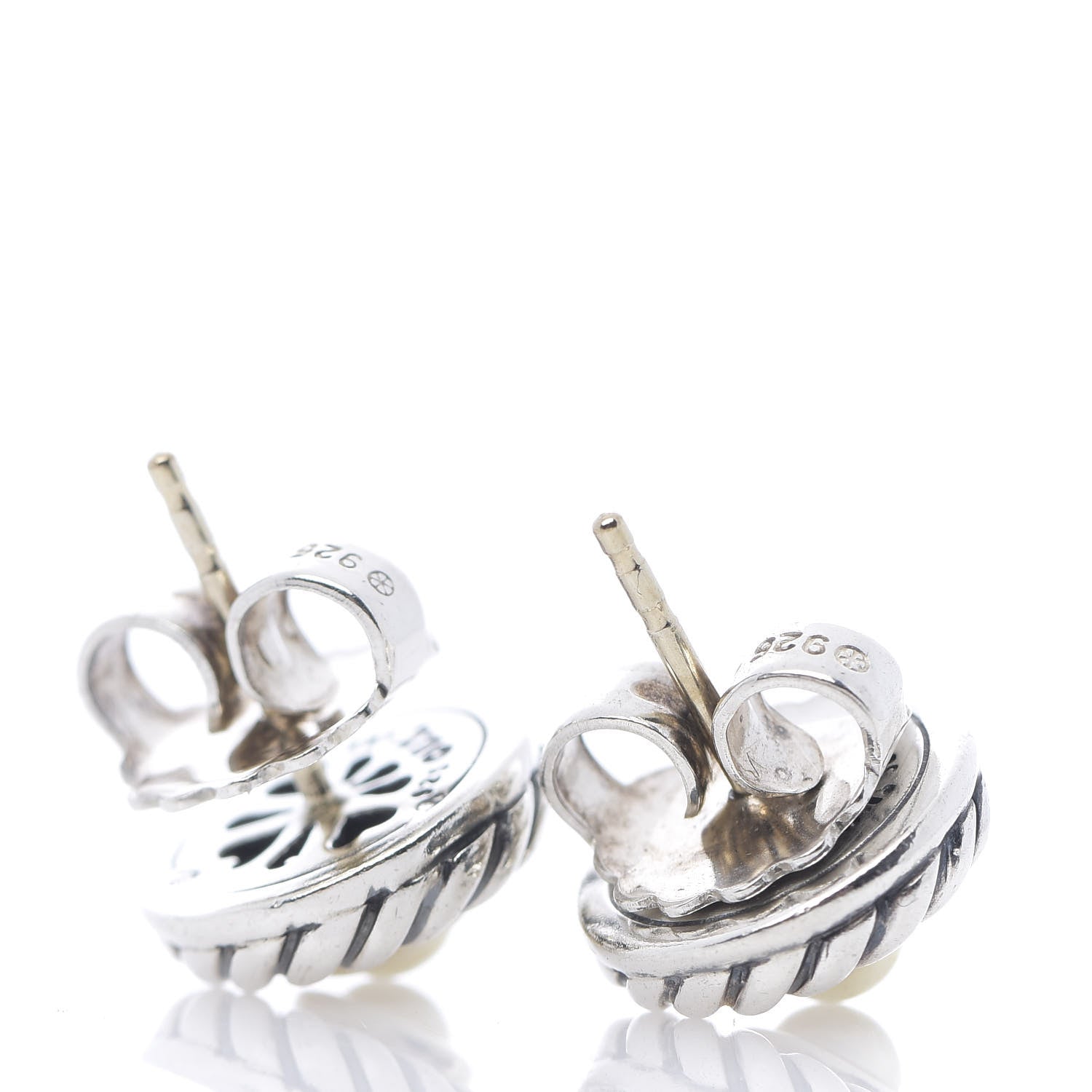 David Yurman Sterling Silver 14K Yellow Gold Cookie Earrings 2 of 3