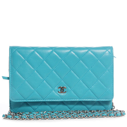 Chanel Lambskin Wallet On Chain WOC Turquoise 1 of 9