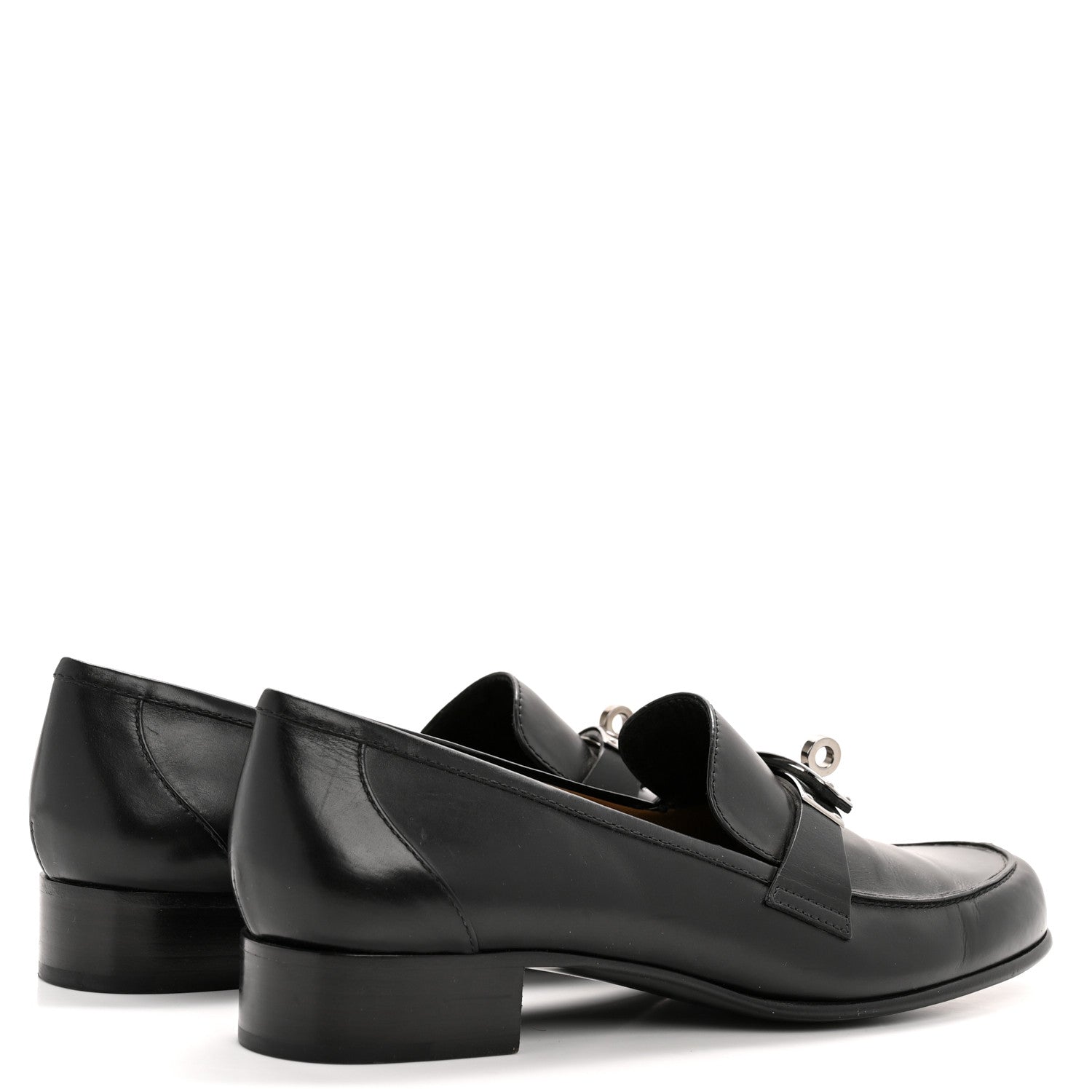 Hermes Calfskin Womens Kelly Loafers 40 Black 5 of 10