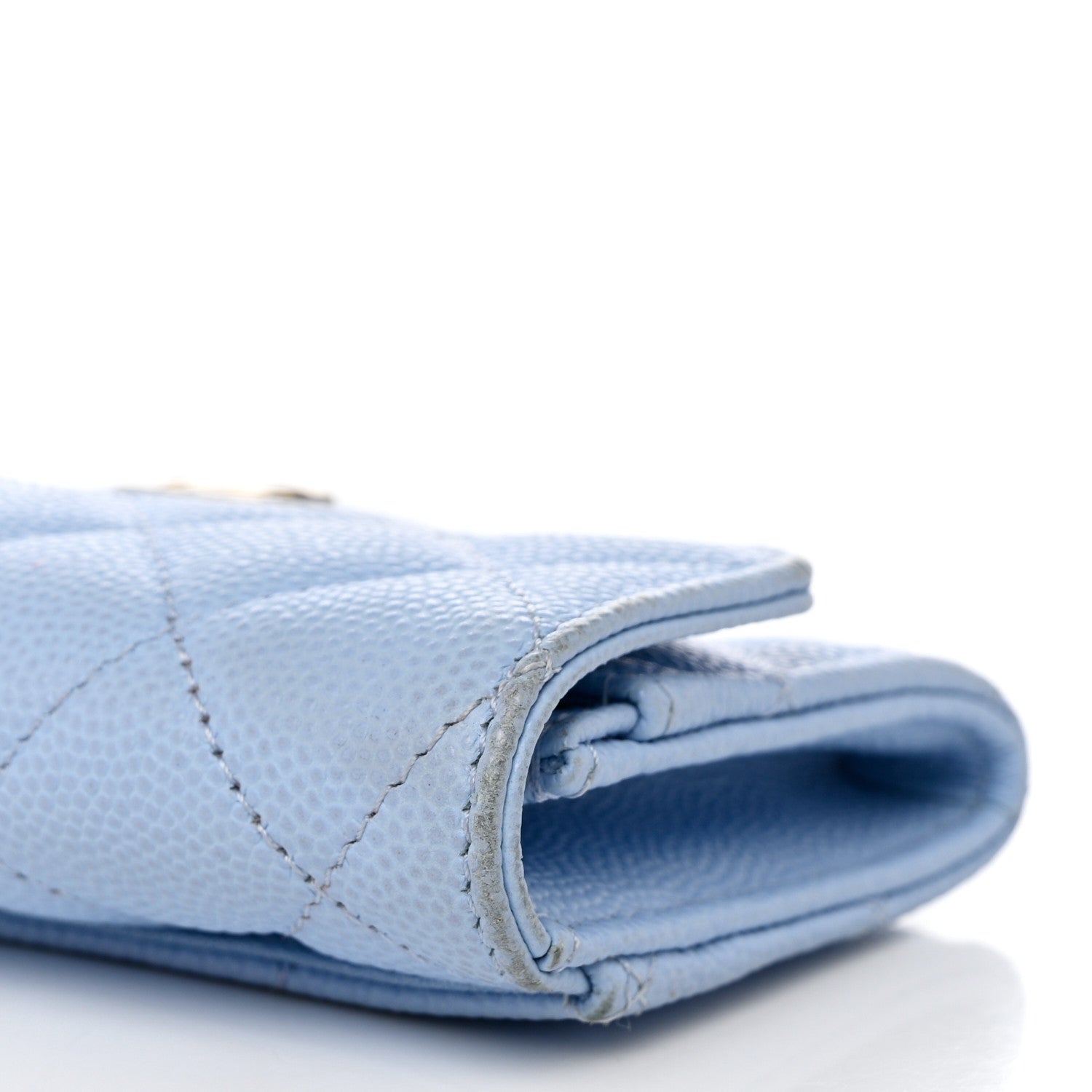 Chanel Caviar Quilted Flap Card Holder Wallet Light Blue 14 of 17