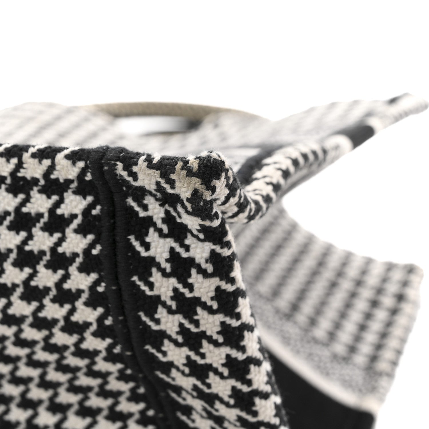 Christian Dior Canvas Houndstooth Embroidered Medium Book  Black White 11 of 14