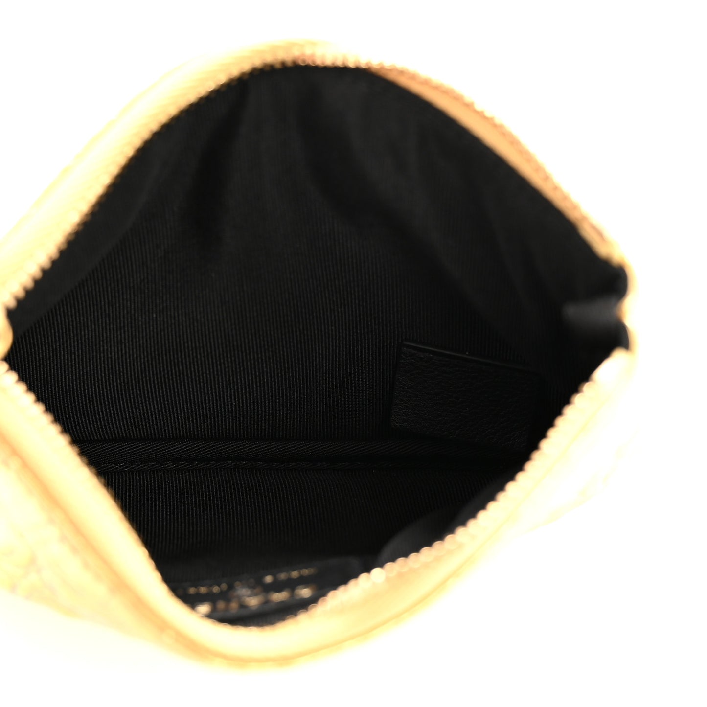 Metallic Calfskin Crocodile Embossed Cocodile Small Cosmetic Case Gold