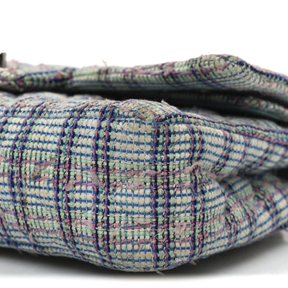 Chanel Tweed Quilted Medium Double Flap Blue White Pink Green 10 of 10