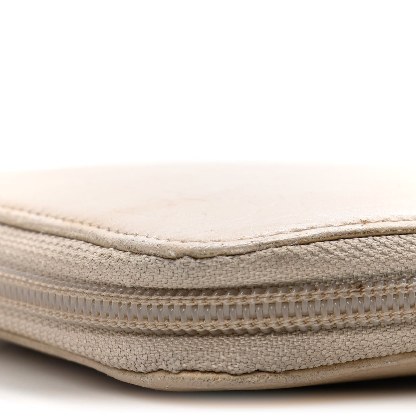 Lambskin Camellia Embossed Zip Around Organizer Wallet Light Beige