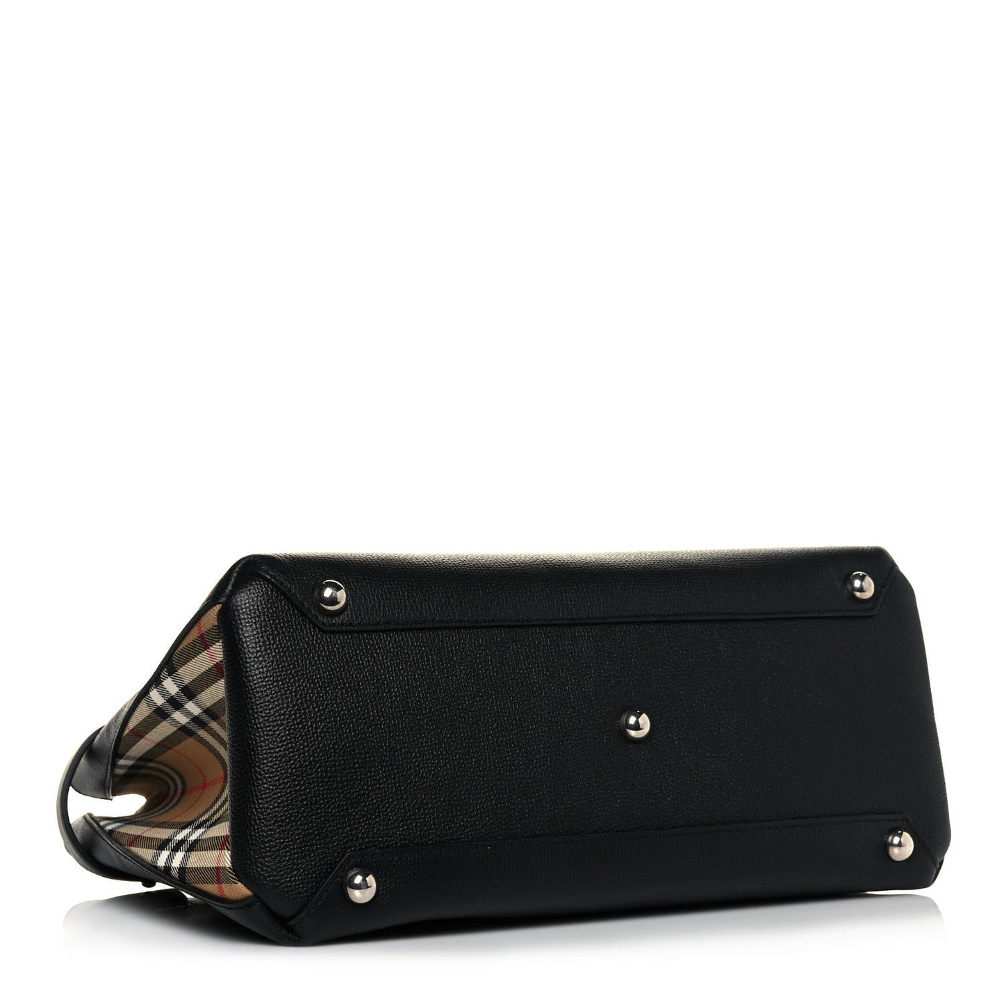 Grainy Calfskin House Check Medium Banner Tote Black