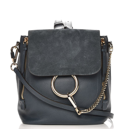 Chloe Suede Calfskin Small Faye Backpack Silver Blue 1 of 8