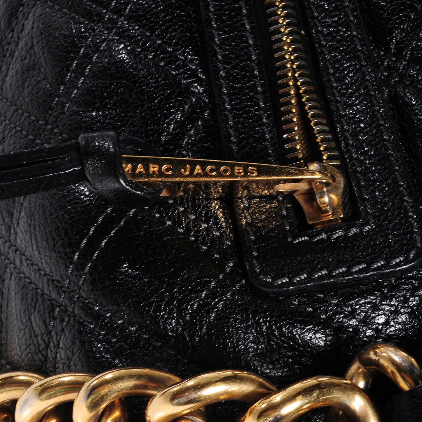 Quilted Leather Stam Black