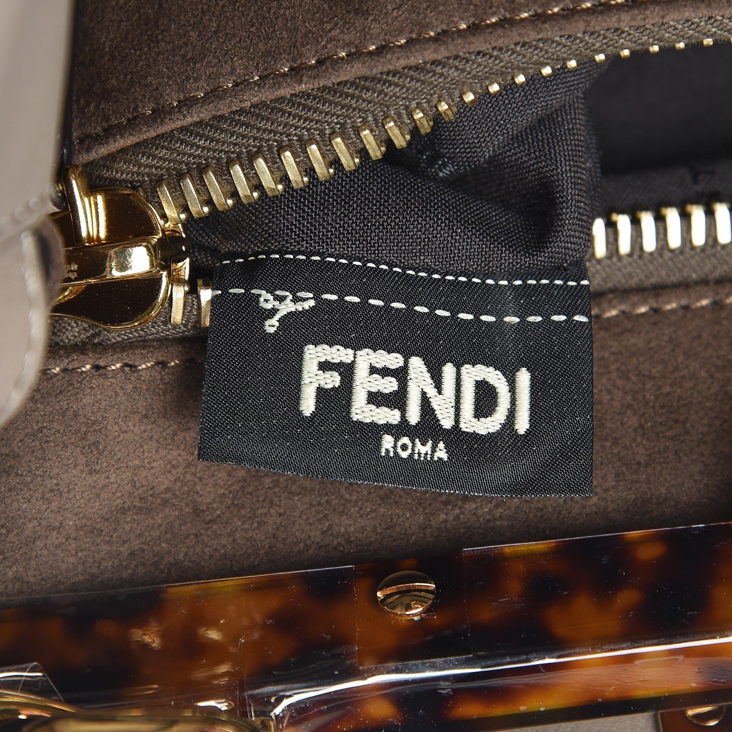 Fendi Vitello Seta Plexiglass Tortoise Medium Peekaboo Iconic Satchel Tortora 6 of 9