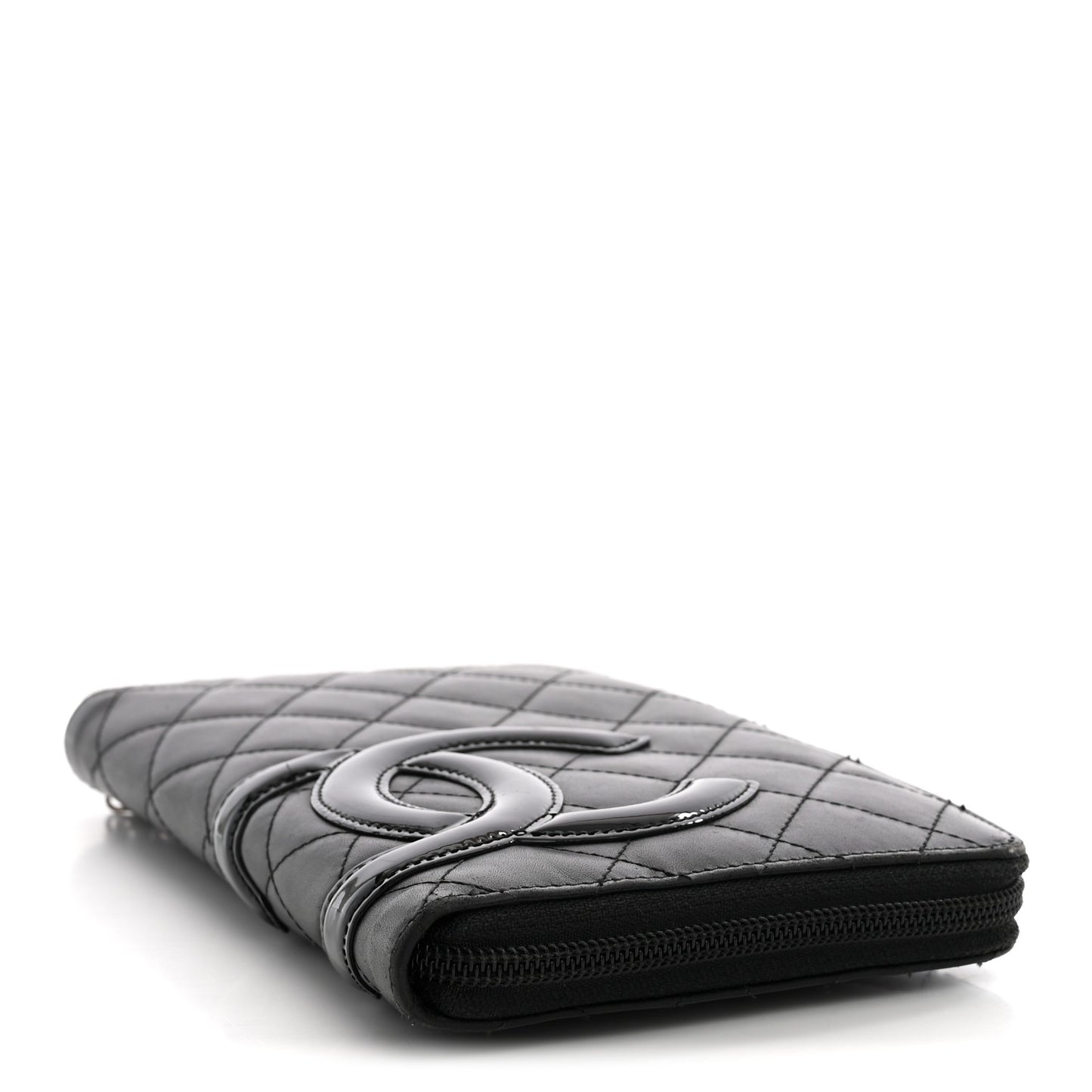 Calfskin Cambon Zip Around Organizer Wallet Black