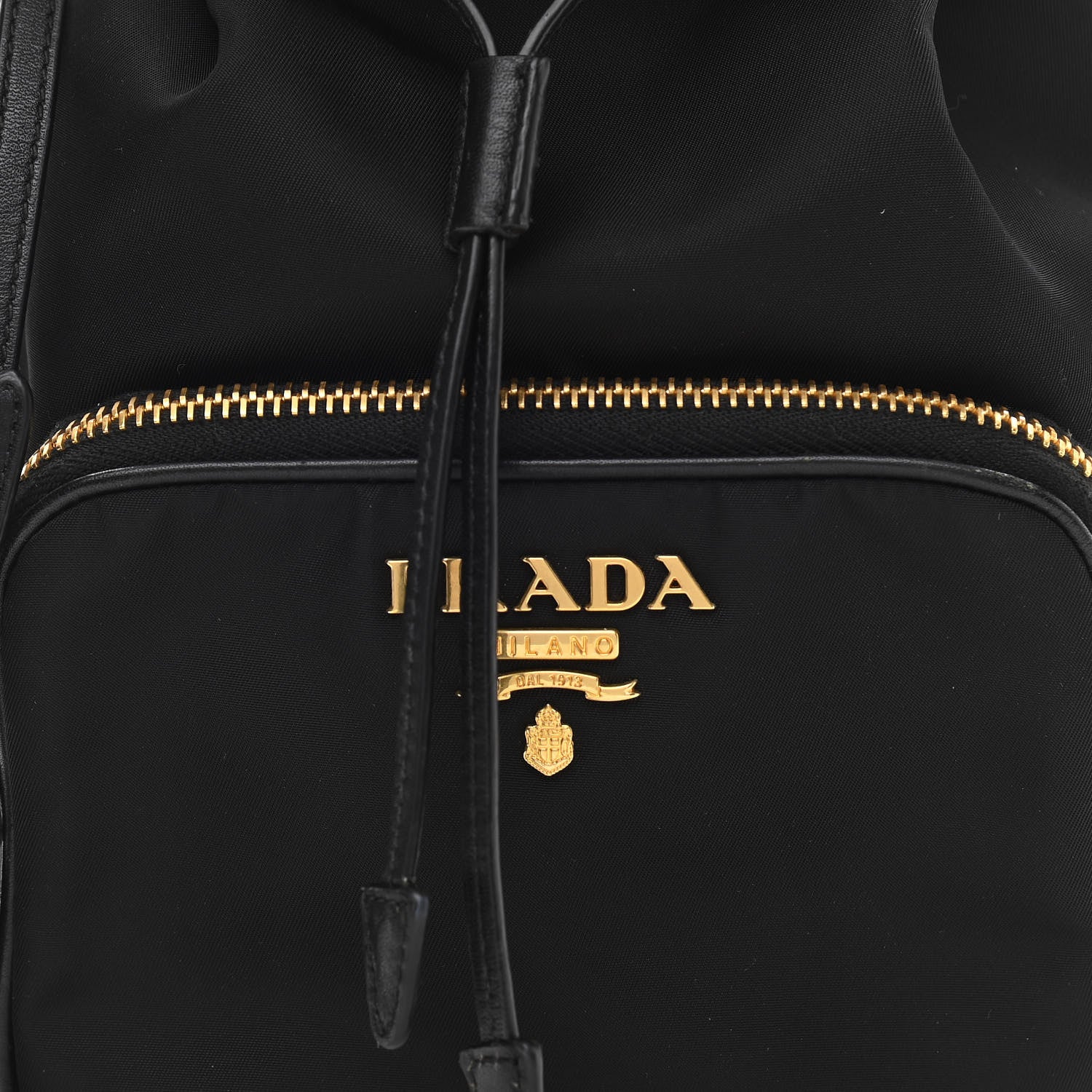 Prada Saffiano Tessuto Nylon Mini Bucket Crossbody Bag Black 8 of 11