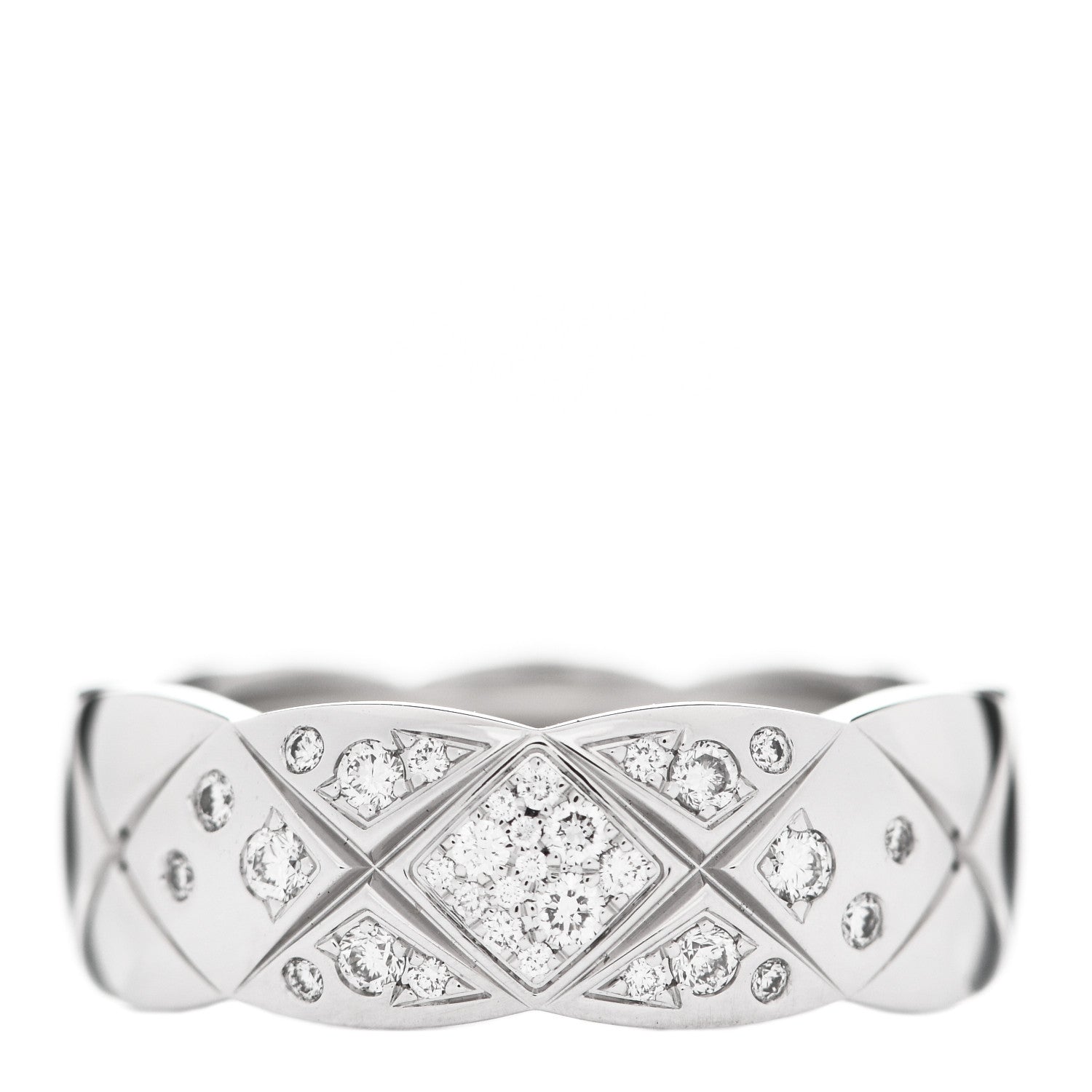 Chanel 18K White Gold Diamond Small Coco Crush Ring 51 5.75 1 of 7