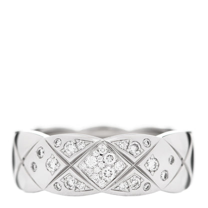 Chanel 18K White Gold Diamond Small Coco Crush Ring 51 5.75 1 of 7
