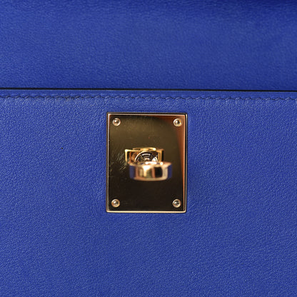 Hermes Swift Kelly Cut Clutch Pochette Bleu Electrique 22 of 26