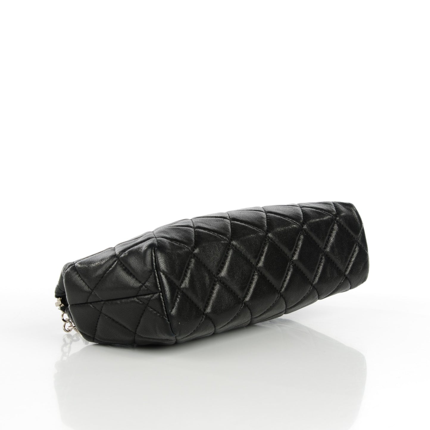 Lambskin Quilted Small Cosmetic Case Black