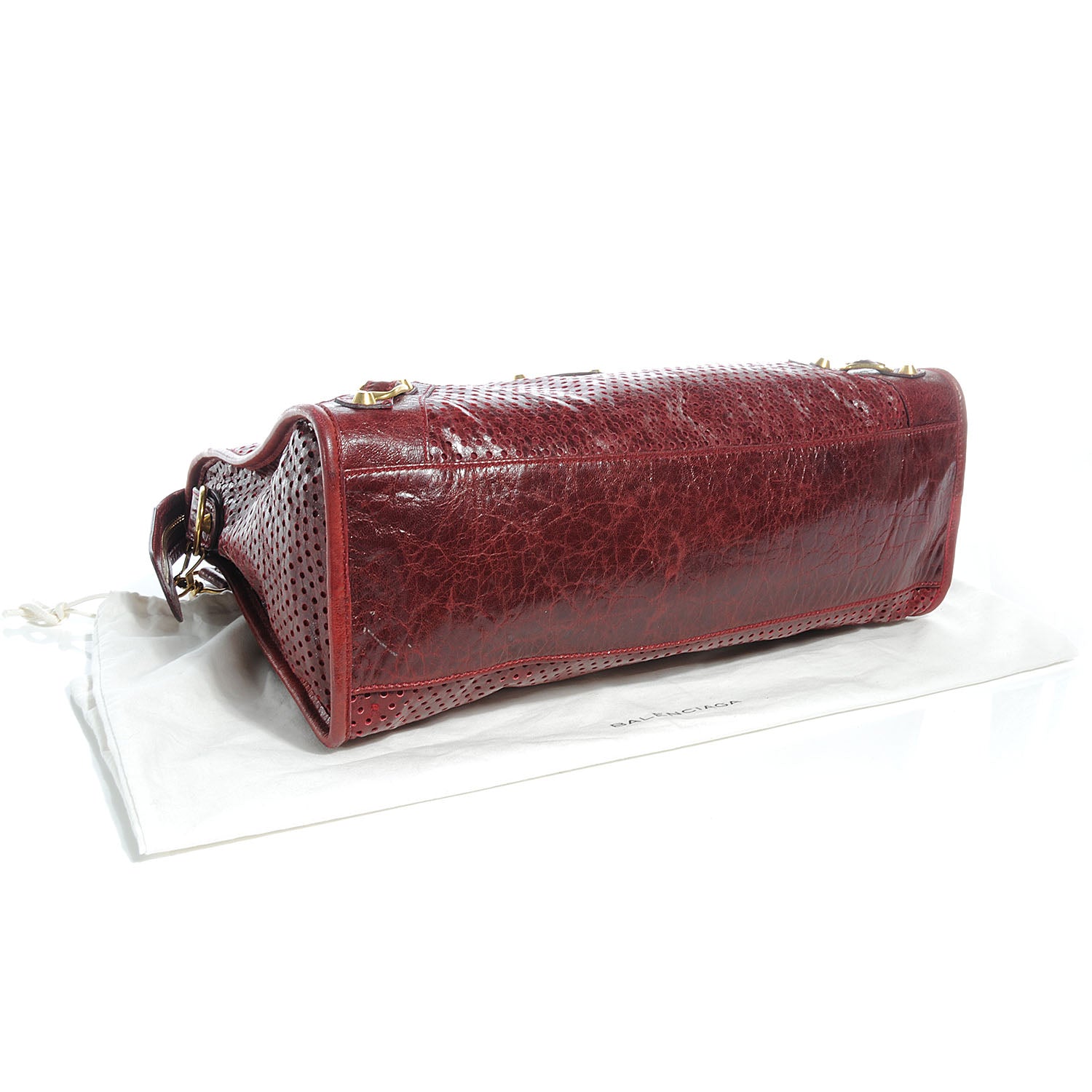 Balenciaga Agneau Laser Cut Cross Classic Gold Hardware City Rouge Lie De Vin 4 of 7