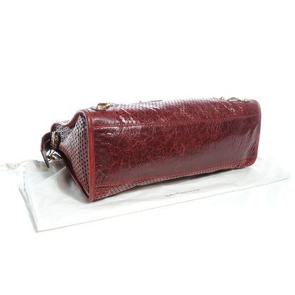 Balenciaga Agneau Laser Cut Cross Classic Gold Hardware City Rouge Lie De Vin 4 of 7
