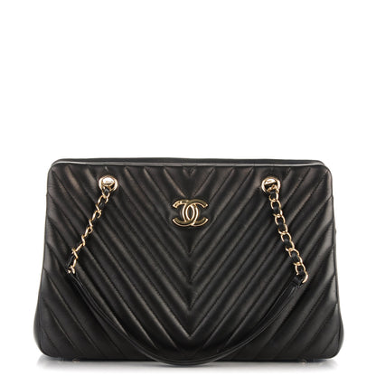 Chanel Lambskin Surpique Chevron Large Tote Black 1 of 6