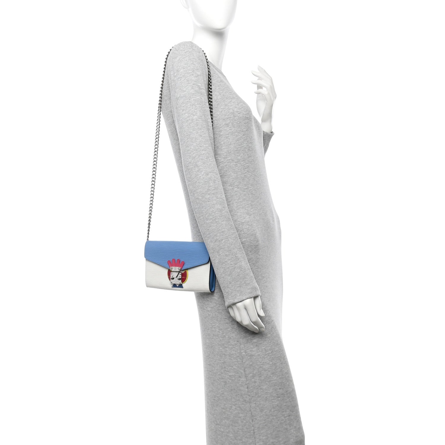Louis Vuitton Epi Tribal Mask Chain Wallet Blue White 2 of 9