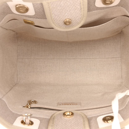 Chanel Mixed Fibers Calfskin Small Deauville Tote Beige White 6 of 10