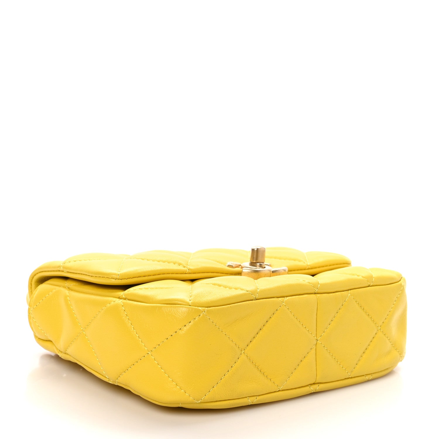 Chanel Lambskin Quilted Mini Lacquered Chain Flap Yellow 4 of 11
