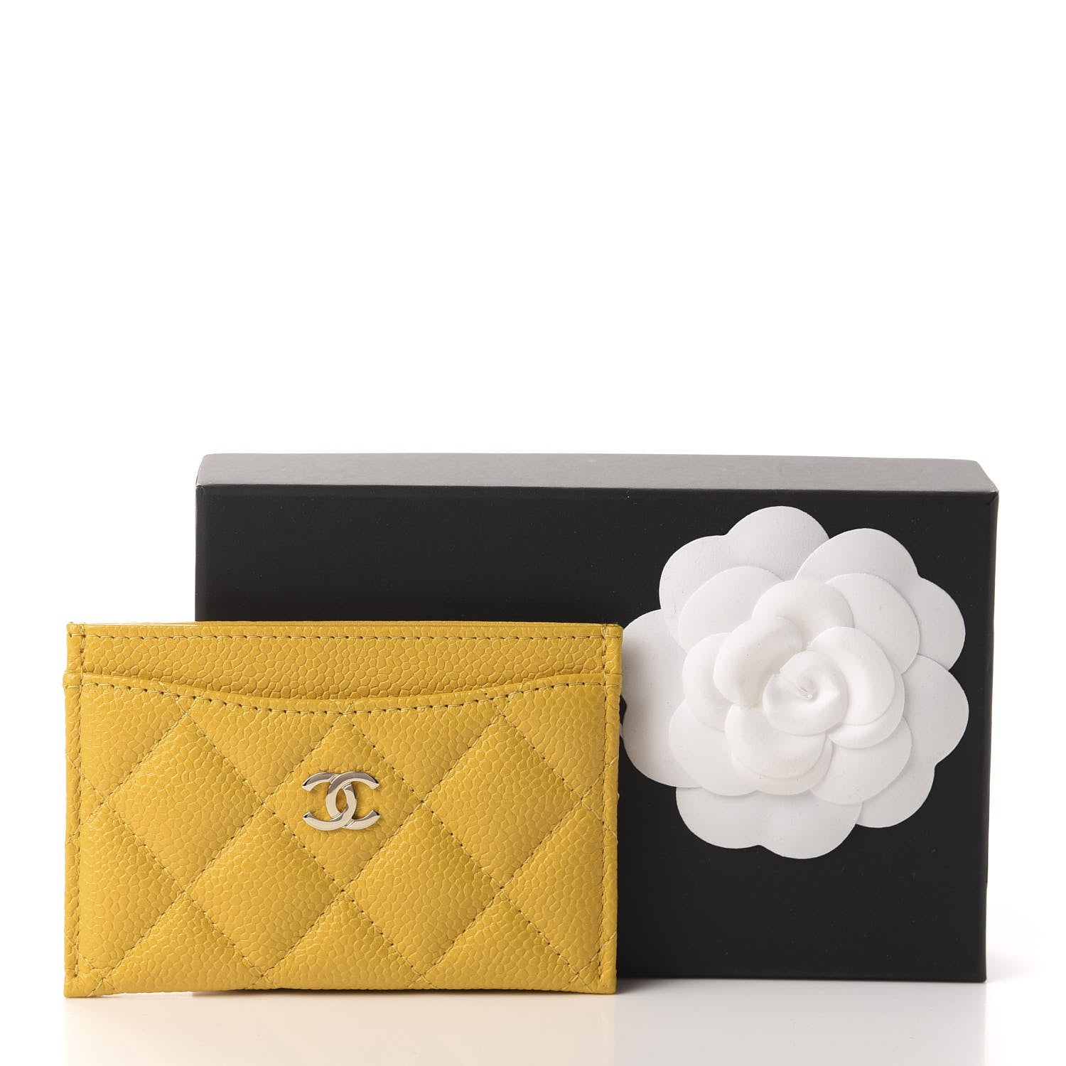 Chanel Caviar Quilted Card Holder Yellow 10 of 10