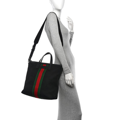 Gucci Techno Canvas Web Vertical Tote Black 2 of 11