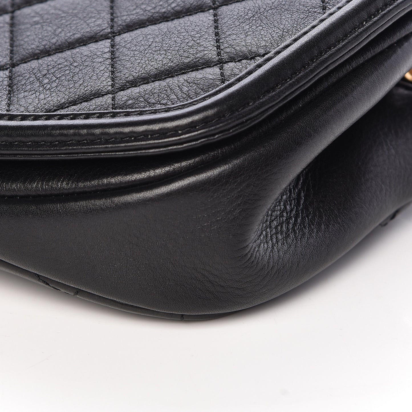 Calfskin Quilted Small Underline Flap Black