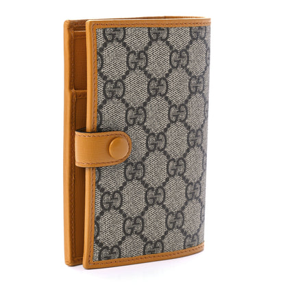 Gucci GG Supreme Monogram Textured Calfskin Retro Interlocking G Passport Case Beige Yellow 2 of 9