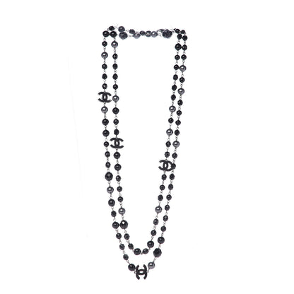 Chanel Pearl Beaded CC Long Necklace Black 3 of 4