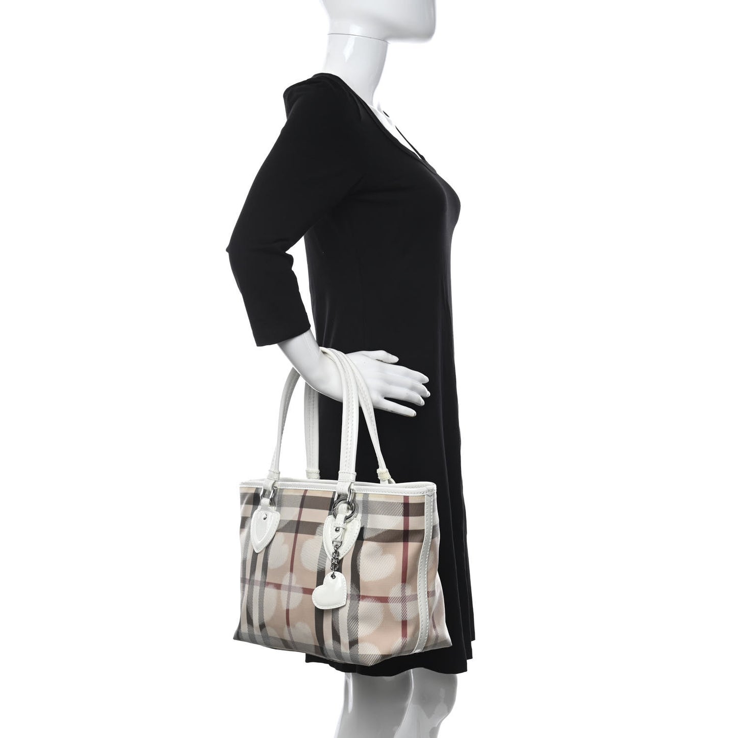 Supernova Check Hearts Small Nickie Tote White