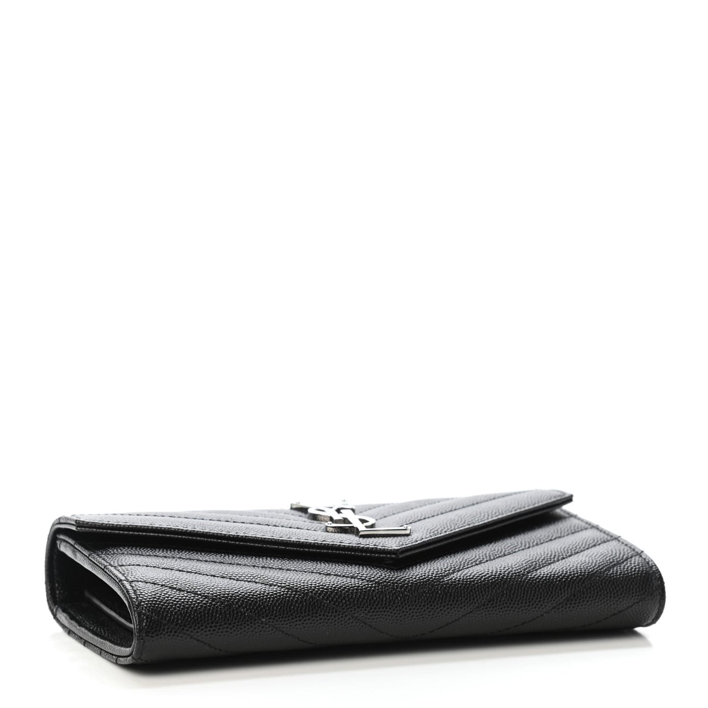 Grain De Poudre Matelasse Chevron Monogram Flap Wallet Black
