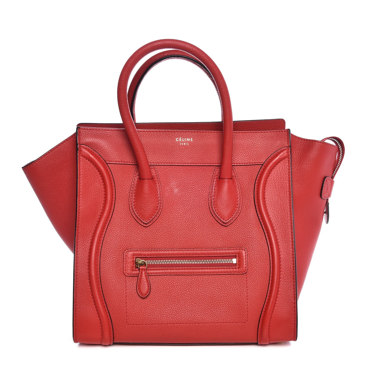 Celine Drummed Calfskin Mini Luggage Coquelicot 1 of 8