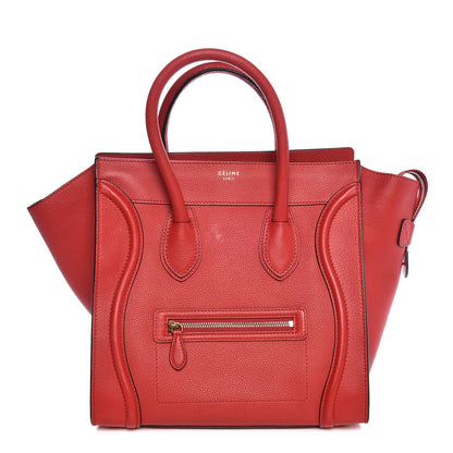 Celine Drummed Calfskin Mini Luggage Coquelicot 1 of 8