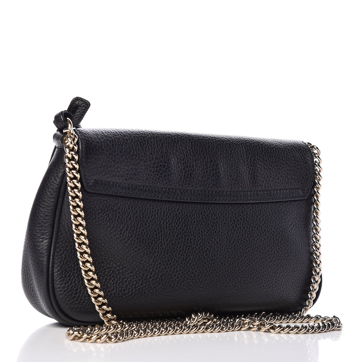 Pebbled Calfskin Medium Soho Flap Crossbody Black
