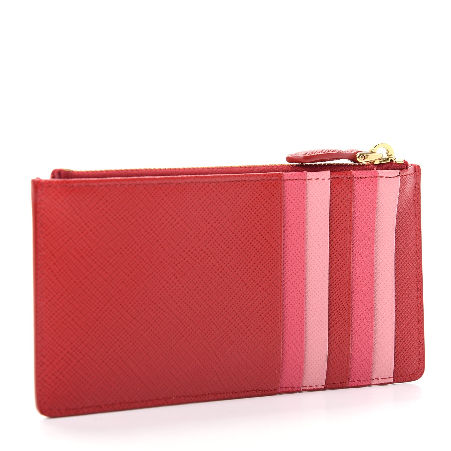 Prada Saffiano Zip Card Holder Fuoco Petalo 3 of 8
