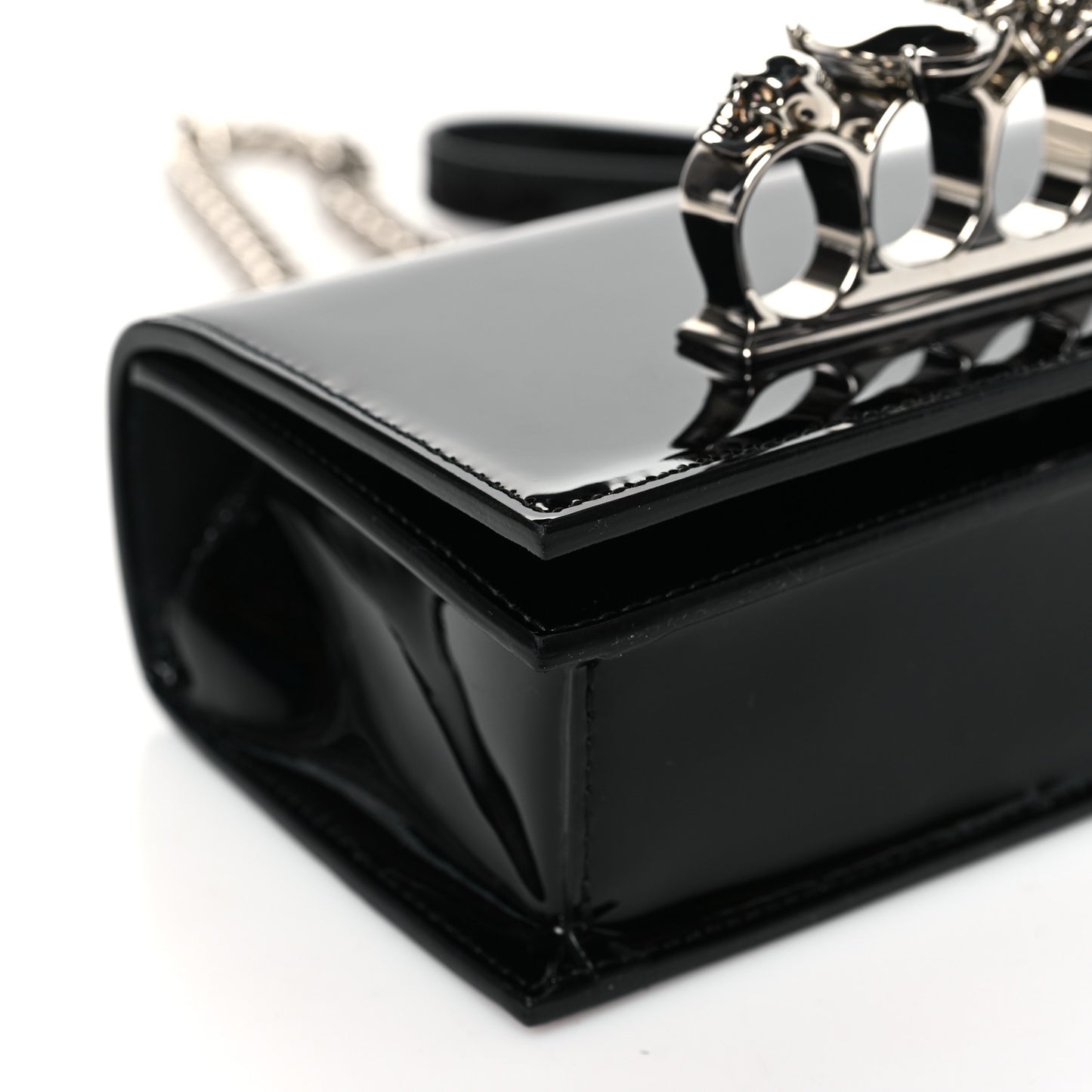 Patent Jeweled Satchel Black