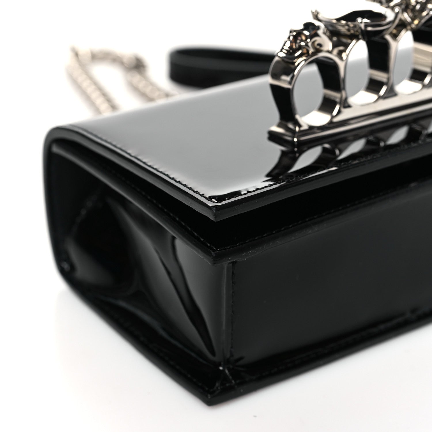 Alexander McQueen Patent Jeweled Satchel Black 8 of 9