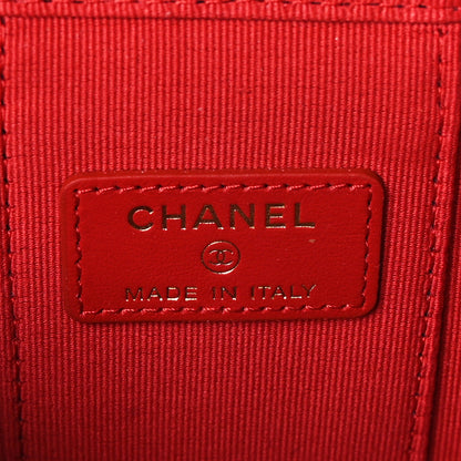 Chanel Caviar Quilted Mini Vanity Case With Chain Red 7 of 11