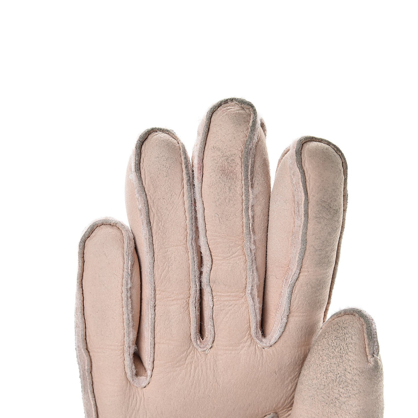 Shearling Quilted CC Gloves 7.5 Light Pink