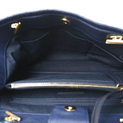 Chanel Wrinkled Lambskin Chevron Quilted Surpique Tote Navy Blue 5 of 9
