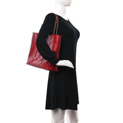 Gucci Apollo Calfskin GG Dadini Embroidered Chain Shoulder Tote Hibiscus Red 2 of 10
