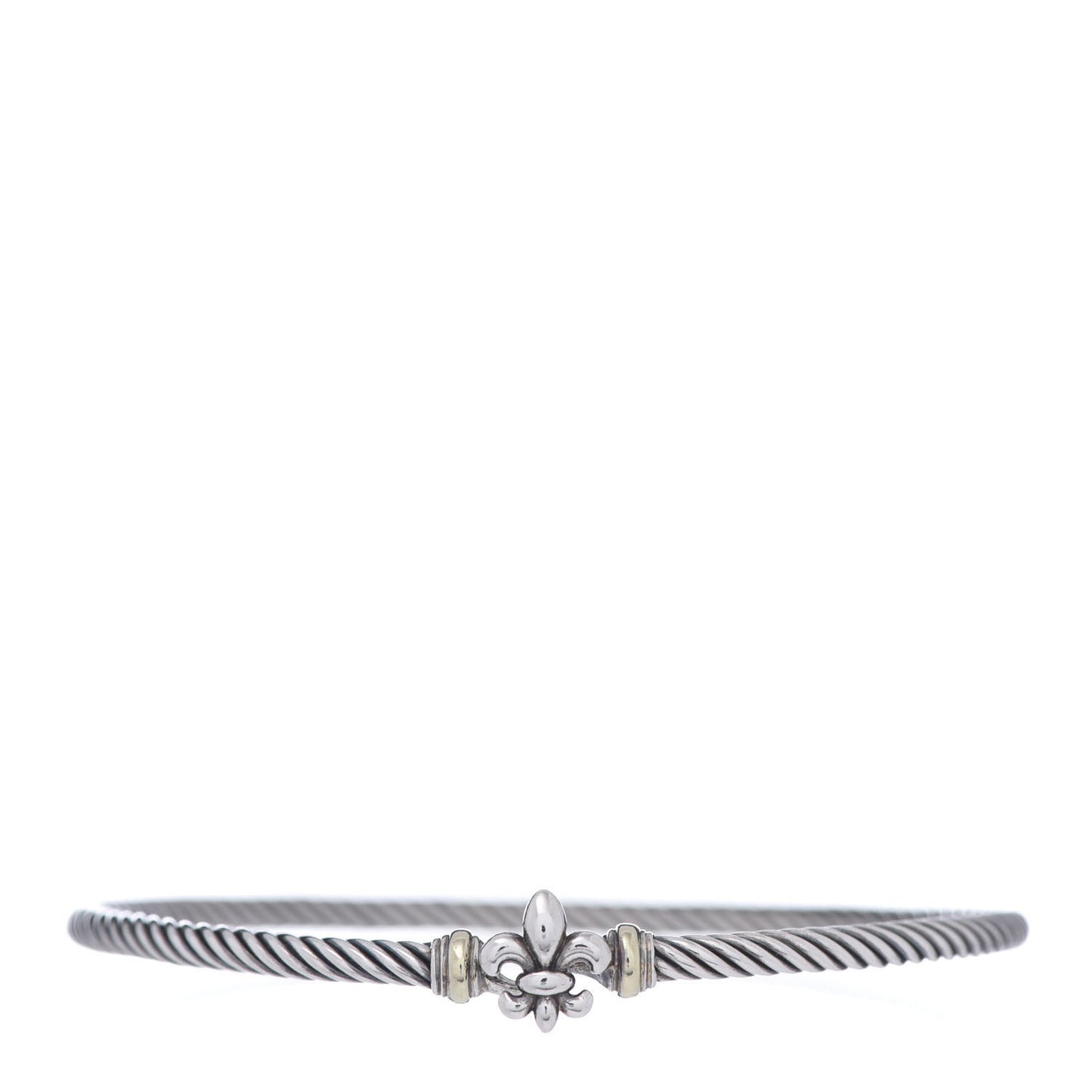 Sterling Silver 18K Yellow Gold 3mm Cable Collectibles Fleur De Lis Bracelet