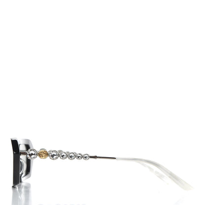Gucci Acetate Crystal Embellished Rectangle Sunglasses GG0642S Black Gold 3 of 8