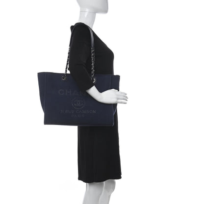 Chanel Mixed Fibers Small Deauville Tote Navy 2 of 11
