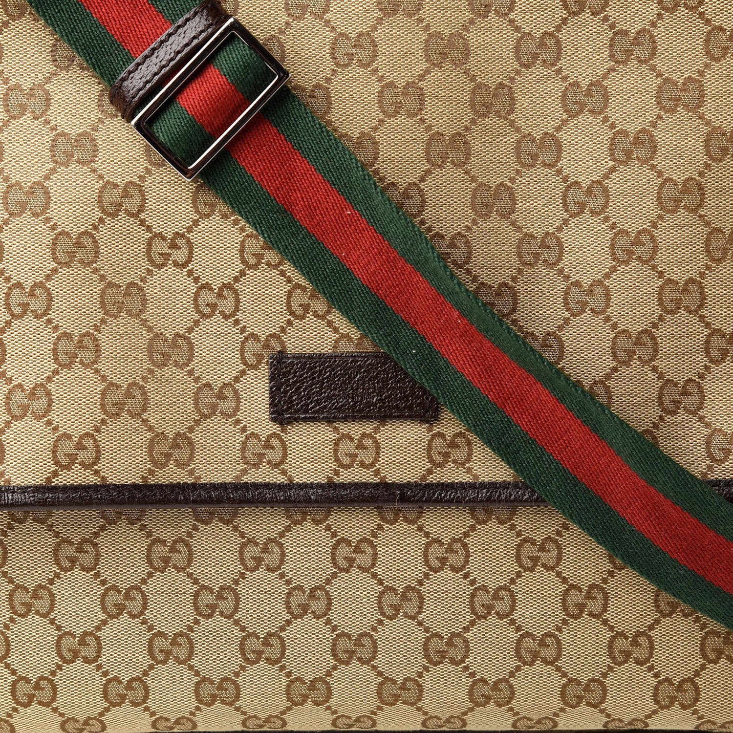 Gucci Monogram Web Medium Flap Messenger Beige Dark Brown 10 of 10